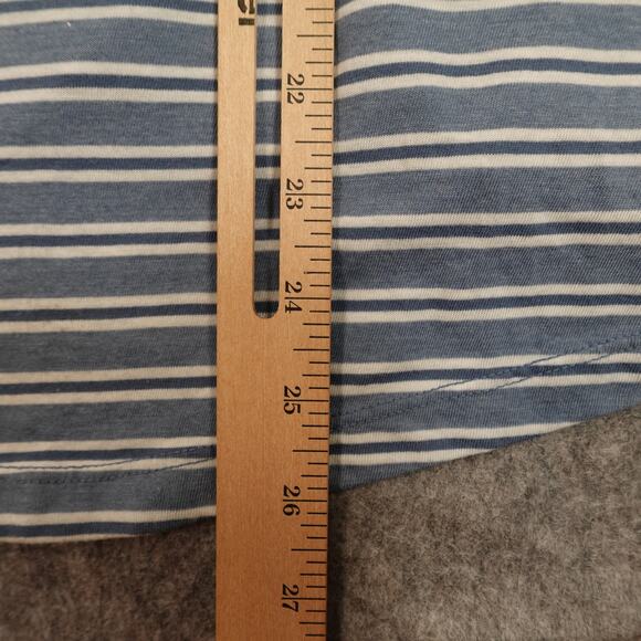 Left of Center Top Womens Extra Small Split Knotted Sleeve V-Neck Striped Blue - Picture 9 of 10